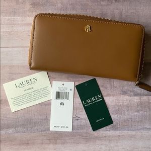 Brown Leather Ralph Lauren Zipper Wallet